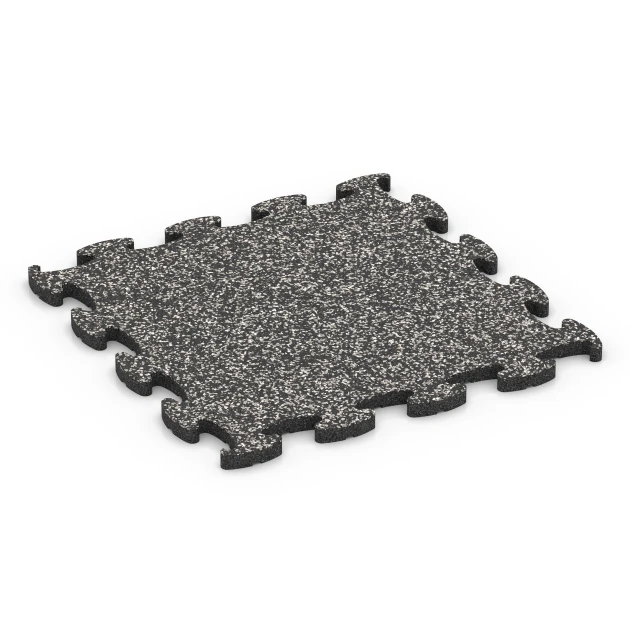 Hundesportboden Indoor von WARCO im Farbdesign Dunkelgrauer Granit mit den Abmessungen 46 x 46 x 1,8 cm. Produktfoto von Artikel 6895 in der Aufsicht von schräg vorne.
