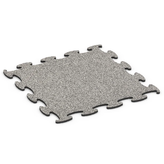 Messeboden Klickfliese von WARCO im Farbdesign Grauer Granit mit den Abmessungen 98 x 98 × 1,8 cm. Produktfoto von Artikel 6923 in der Aufsicht von schräg vorne.