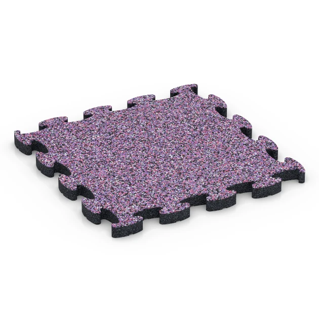 Fallschutz Puzzlematte von WARCO im Farbdesign Lavendel mit den Abmessungen 44,6 x 44,6 × 2,8 cm. Produktfoto von Artikel 6936 in der Aufsicht von schräg vorne.