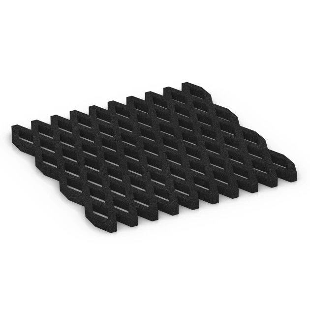 Fallschutz-Rasengittermatte von WARCO im Farbdesign Anthrazit mit den Abmessungen 100 x 100 x 4 cm. Produktfoto von Artikel 7009 in der Aufsicht von schräg vorne.