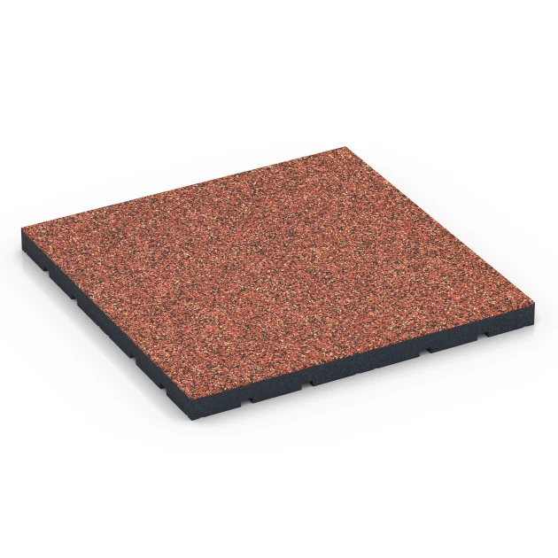 Outdoor-Fitnessboden von WARCO im Farbdesign Feuersglut mit den Abmessungen 60 x 60 x 4 cm | 0,36 m². Produktfoto von Artikel 7145 in der Aufsicht von schräg vorne.