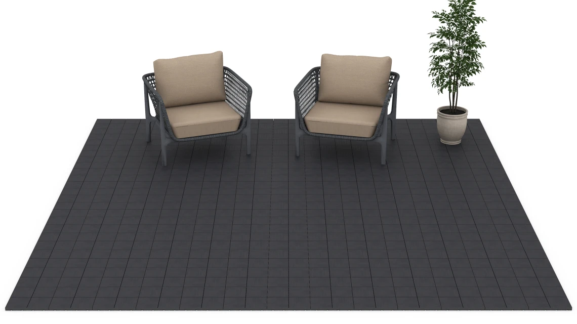 Beispielhafte Verlegung für den Artikel 6347 von WARCO - Mosaik – Klickfliese, Farbton Schiefer in der Abmessung 30 x 30 x 2 cm.