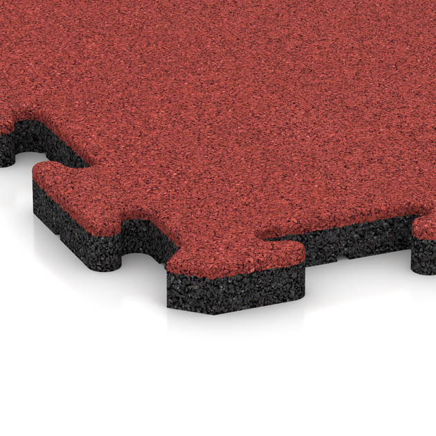 Detailaufnahme der Randausprägung von WARCO-Produkt 6015, Fitness-Bodenschutzmatte, Format 1000 x 1000 x 30 mm, Farbe Rose.