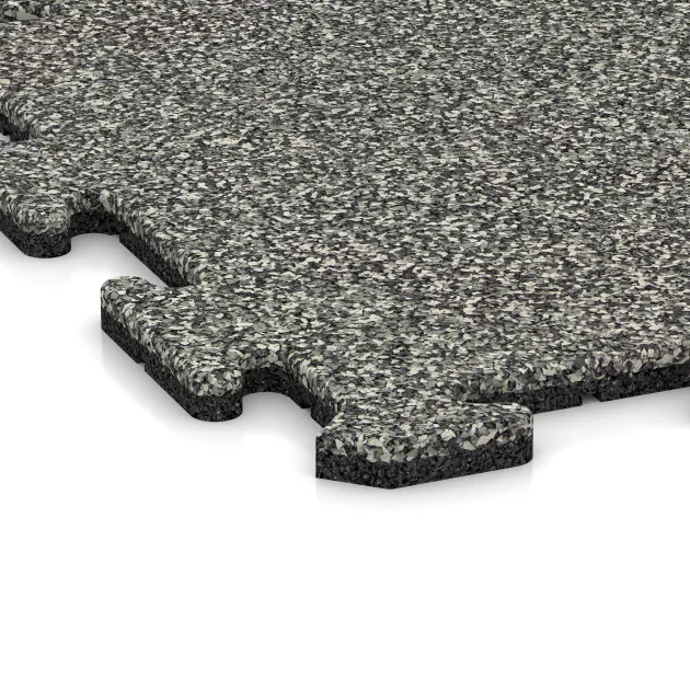 Detailaufnahme der Randausprägung von WARCO-Produkt 4210, Sportboden‑Platte 1,8 cm, Format 500 x 500 x 18 mm, Farbe Grauer Granit.