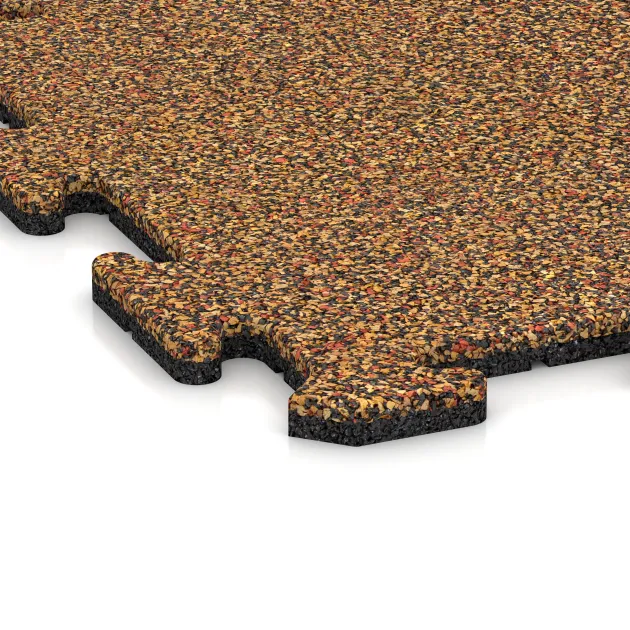 Detailaufnahme der Randausprägung von WARCO-Produkt 4213, Sportboden‑Platte 1,8 cm, Format 500 x 500 x 18 mm, Farbe Terra Cotta.