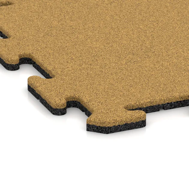 Detailaufnahme der Randausprägung von WARCO-Produkt 6210, Sportboden‑Platte 1,8 cm, Format 500 x 500 x 18 mm, Farbe Zitronengelb.