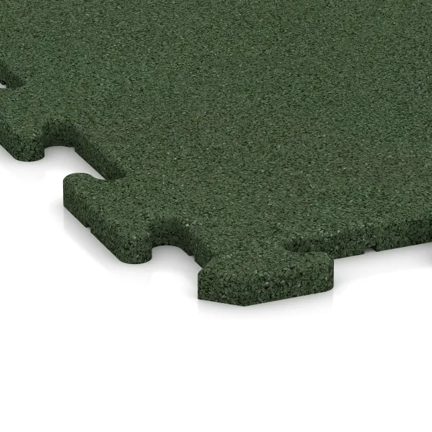 Detailaufnahme der Randausprägung von WARCO-Produkt 0342, Bodenschutzmatte 1,8 cm HD – Fitness, Format 1000 x 1000 x 18 mm, Farbe Grasgrün.