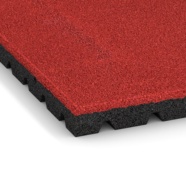 Detailaufnahme der Randausprägung von WARCO-Produkt 0773, Fallschutzmatte, Format 1000 x 1000 x 40 mm, Farbe Rose.