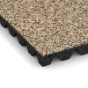 Detailaufnahme der Randausprägung von WARCO-Produkt 0648, Fallschutzplatte, Format 500 x 500 x 45 mm, Farbe Travertin.