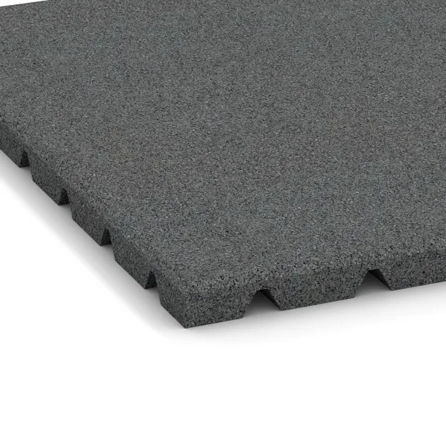 Detailaufnahme der Randausprägung von WARCO-Produkt 0535, Balkonfliese 2,5 cm, Format 500 x 500 x 25 mm, Farbe Schiefergrau.
