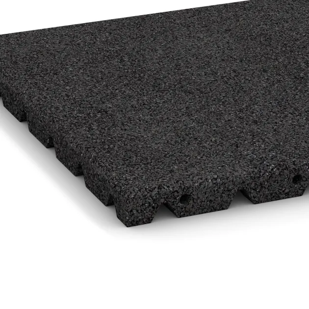 Detailaufnahme der Randausprägung von WARCO-Produkt 0514, Terrassenfliese 3 cm, Format 400 x 400 x 30 mm, Farbe Anthrazit.