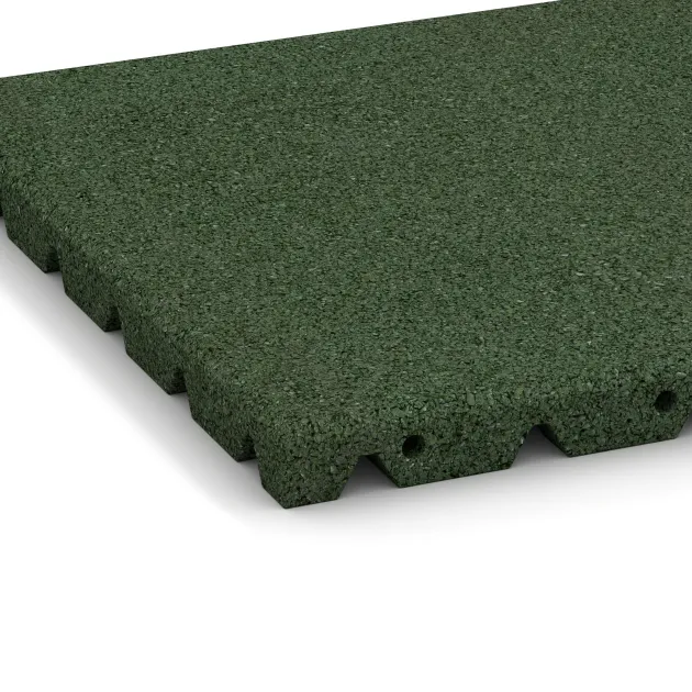 Detailaufnahme der Randausprägung von WARCO-Produkt 0516, Terrassenfliese 3 cm, Format 400 x 400 x 30 mm, Farbe Grasgrün.