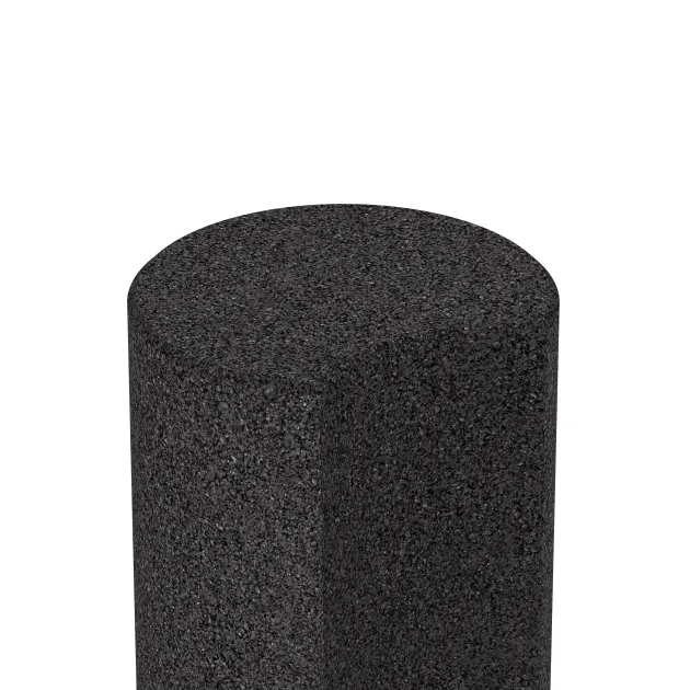 Detailaufnahme der Randausprägung von WARCO-Produkt 2554, Gummi-Palisade, Format ø250 x 400 mm, Farbe Anthrazit.