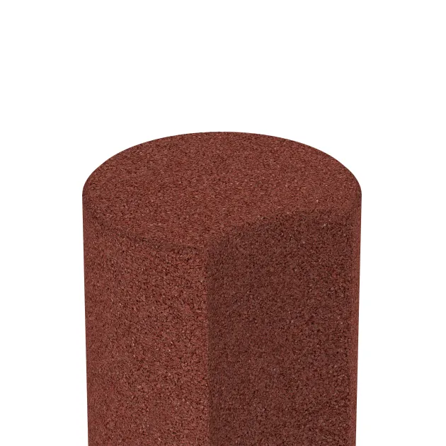 Detailaufnahme der Randausprägung von WARCO-Produkt 2549, Gummi-Palisade, Format ø250 x 400 mm, Farbe Ziegelrot.