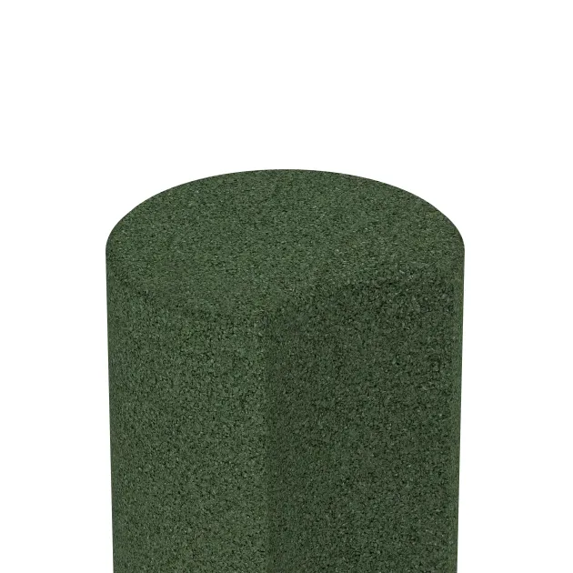 Detailaufnahme der Randausprägung von WARCO-Produkt 2552, Gummi-Palisade, Format ø250 x 400 mm, Farbe Grasgrün.