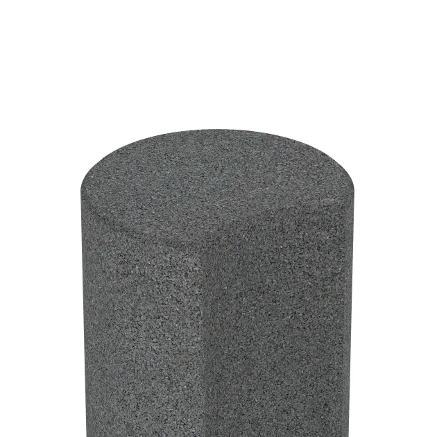 Detailaufnahme der Randausprägung von WARCO-Produkt 2553, Gummi-Palisade, Format ø250 x 400 mm, Farbe Schiefergrau.