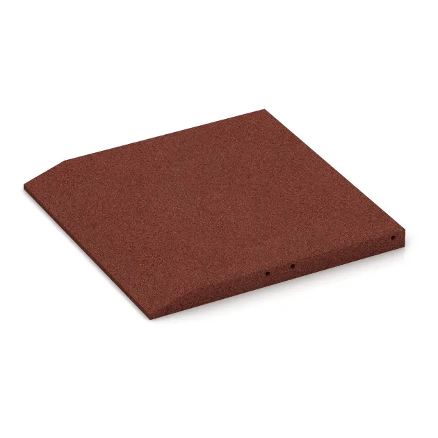 Detailaufnahme der Randausprägung von WARCO-Produkt 0426, Rand-Platte (eine Seite abgeschrägt), Format 500 x 500 x 40 mm, Farbe Ziegelrot.