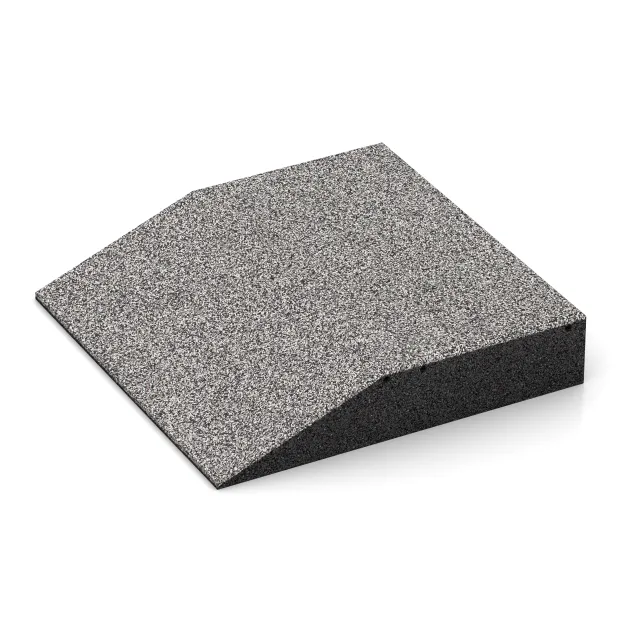 Detailaufnahme der Randausprägung von WARCO-Produkt 4505, Rand-Platte (eine Seite abgeschrägt), Format 500 x 500 x 100 mm, Farbe Grau Melange.