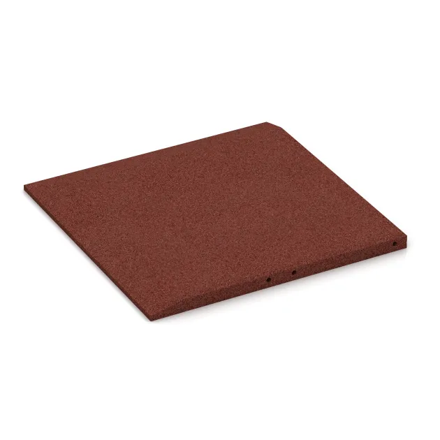 Detailaufnahme der Randausprägung von WARCO-Produkt 0462, Eck-Platte (zwei Seiten abgeschrägt), Format 500 x 500 x 30 mm, Farbe Ziegelrot.