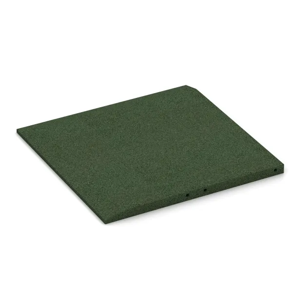 Detailaufnahme der Randausprägung von WARCO-Produkt 0465, Eck-Platte (zwei Seiten abgeschrägt), Format 500 x 500 x 30 mm, Farbe Grasgrün.