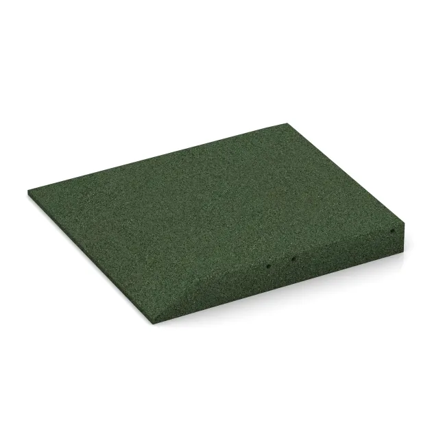 Detailaufnahme der Randausprägung von WARCO-Produkt 0489, Eck-Platte (zwei Seiten abgeschrägt), Format 500 x 500 x 65 mm, Farbe Grasgrün.