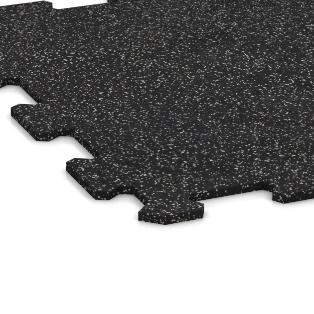 Detailaufnahme der Randausprägung von WARCO-Produkt 0904, Treppenbelag, Format 485 x 485 x 8 mm | 0,235 m², Farbe Leicht Grau Gesprenkelt.