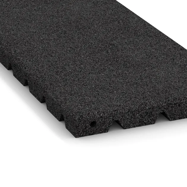 Detailaufnahme der Randausprägung von WARCO-Produkt 0383, halbe Platte, Format 500 x 250 x 30 mm, Farbe Anthrazit.