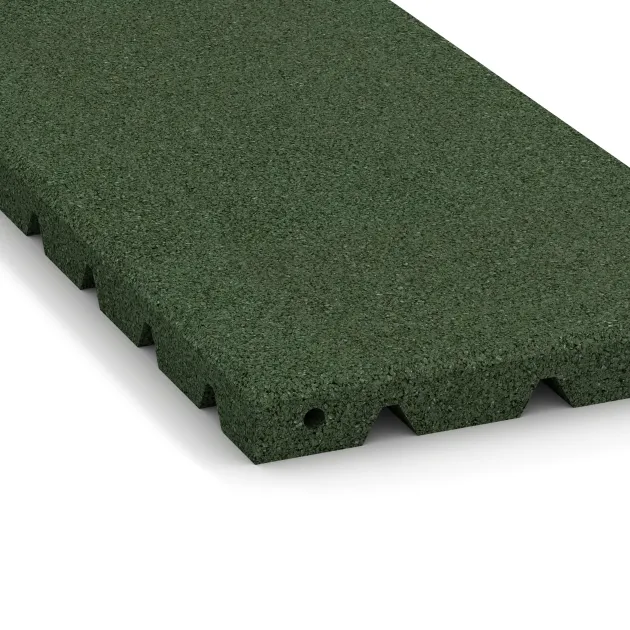 Detailaufnahme der Randausprägung von WARCO-Produkt 0381, halbe Platte, Format 500 x 250 x 30 mm, Farbe Grasgrün.