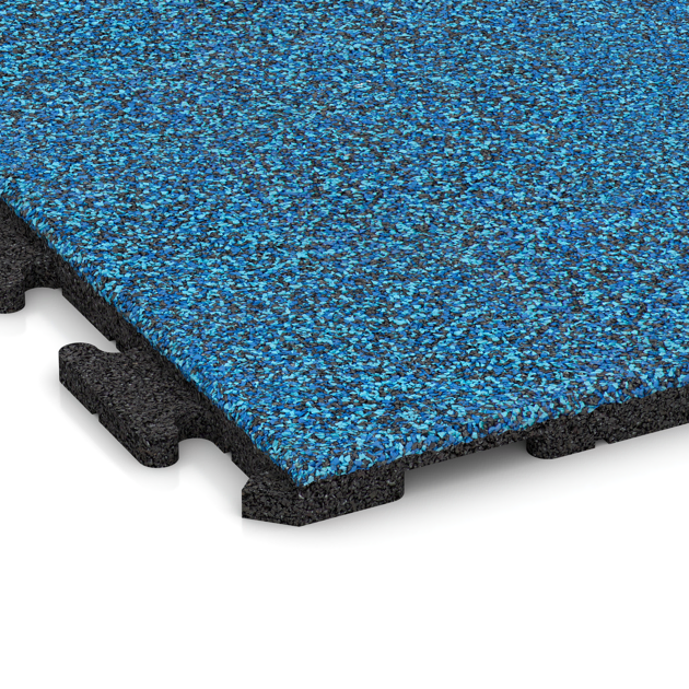 Detailaufnahme der Randausprägung von WARCO-Produkt 1608, Fitnessboden Gummi-Fliesen Classic, Format 1000 x 1000 x 30 mm, Farbe Atlantik.