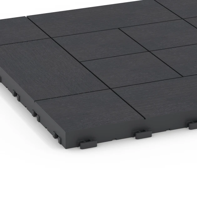 Detailaufnahme der Randausprägung von WARCO-Produkt 6236, Tafelmuster – Klickfliese, Format 38,5 x 38,5 x 2 cm, Farbe Schiefer.