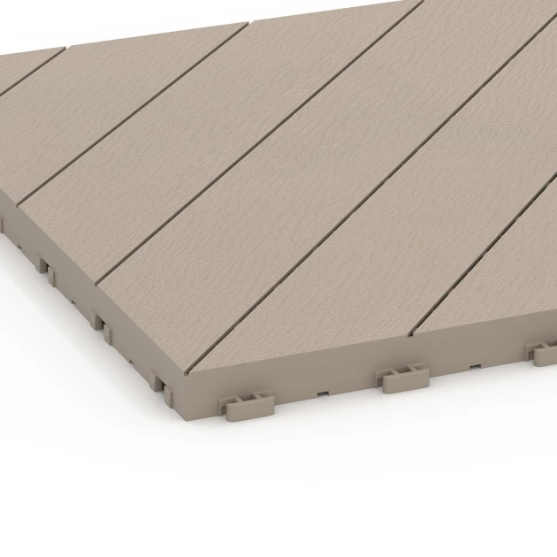 Detailaufnahme der Randausprägung von WARCO-Produkt 6327, Fischgrät – Klickfliese, Format 38,5 x 38,5 x 2 cm, Farbe Vanille.