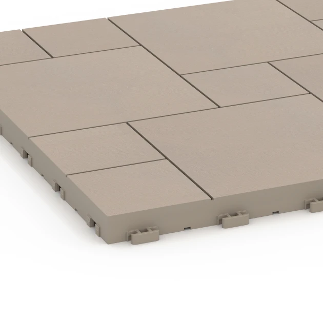 Detailaufnahme der Randausprägung von WARCO-Produkt 6331, Blockmuster – Klickfliese, Format 38,5 x 38,5 x 2 cm, Farbe Vanille.