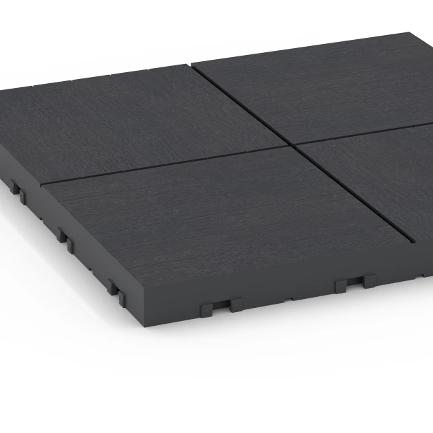 Detailaufnahme der Randausprägung von WARCO-Produkt 6347, Mosaik – Klickfliese, Format 30 x 30 x 2 cm, Farbe Schiefer.