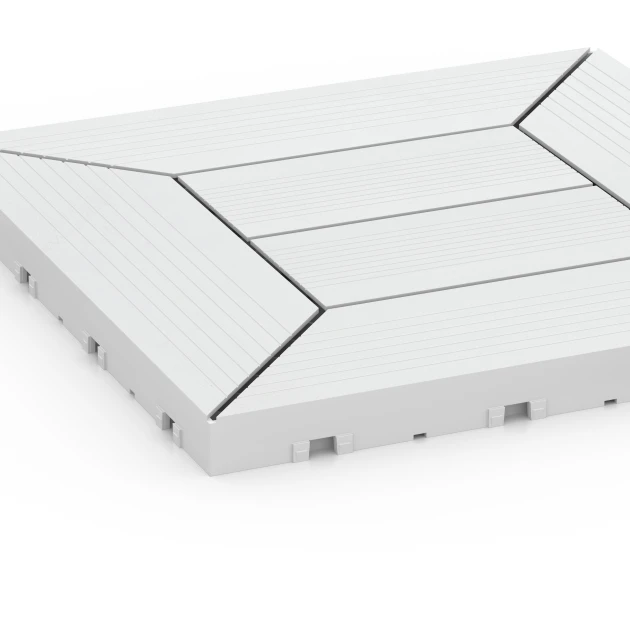Detailaufnahme der Randausprägung von WARCO-Produkt 6352, Kassettenmuster – Klickfliese, Format 30 x 30 x 2 cm, Farbe Kreide.