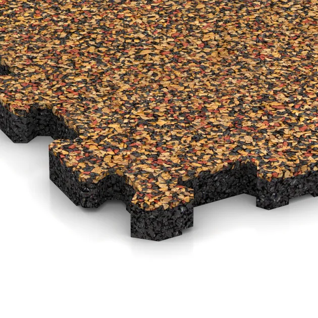 Detailaufnahme der Randausprägung von WARCO-Produkt 3714, Fitnessmatte Premium 2 cm, Format 306 x 306 x 20 mm, Farbe Terra Cotta.