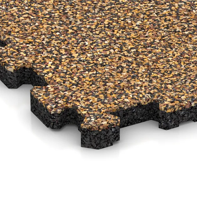 Detailaufnahme der Randausprägung von WARCO-Produkt 3716, Fitnessmatte Premium 2 cm, Format 306 x 306 x 20 mm, Farbe Rattan Lounge.