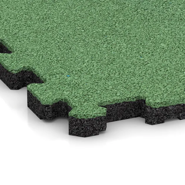 Detailaufnahme der Randausprägung von WARCO-Produkt 4260, Fitnessmatte Premium 2 cm, Format 306 x 306 x 20 mm, Farbe Blassgrün.