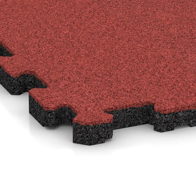 Detailaufnahme der Randausprägung von WARCO-Produkt 5983, Fitnessmatte Premium 2 cm, Format 306 x 306 x 20 mm, Farbe Rose.