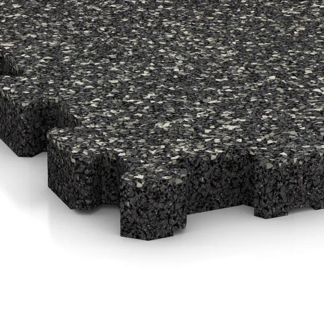 Detailaufnahme der Randausprägung von WARCO-Produkt 4271, Sportboden – fugenlos, Format 306 x 306 x 30 mm, Farbe Dunkelgrauer Granit.