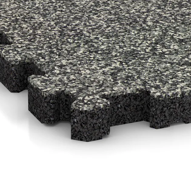Detailaufnahme der Randausprägung von WARCO-Produkt 4272, Sportboden – fugenlos, Format 306 x 306 x 30 mm, Farbe Grauer Granit.