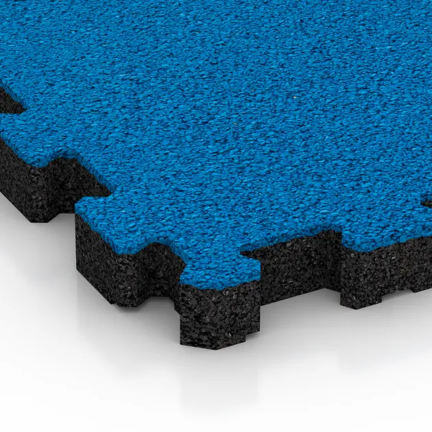 Detailaufnahme der Randausprägung von WARCO-Produkt 4252, Sportboden – fugenlos, Format 306 x 306 x 30 mm, Farbe Himmelblau.