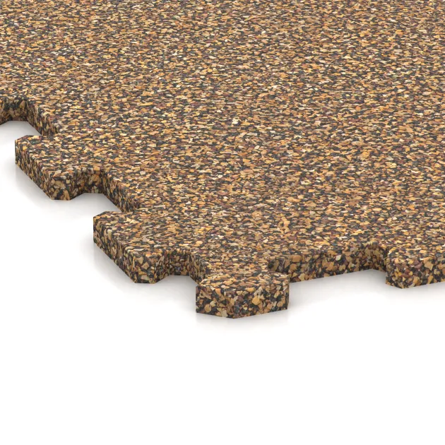 Detailaufnahme der Randausprägung von WARCO-Produkt 1109, Fitnessboden Kompakt, Format 970 x 970 x 16 mm | 0,94 m², Farbe Rattan Lounge.