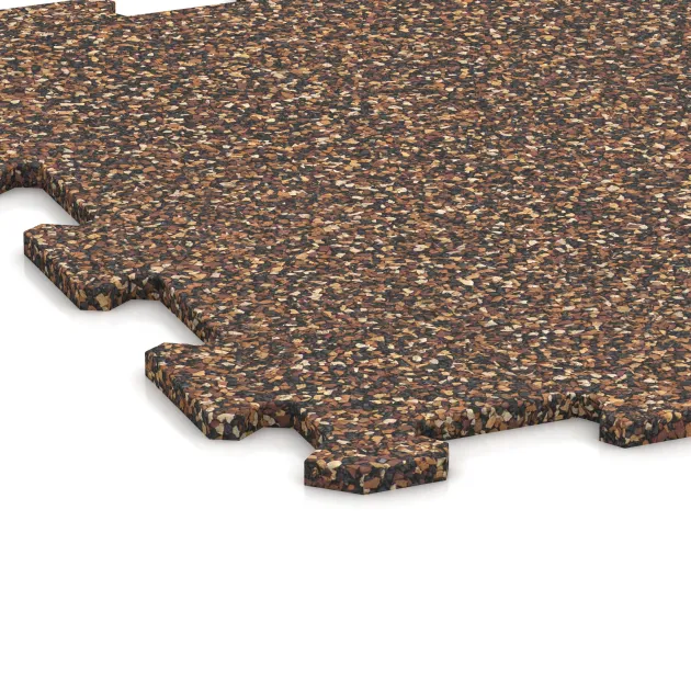 Detailaufnahme der Randausprägung von WARCO-Produkt 0887, Fitnessboden Kompakt, Format 485 x 485 x 8 mm | 0,235 m², Farbe Bast & Borke.