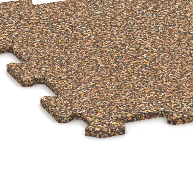 Detailaufnahme der Randausprägung von WARCO-Produkt 0895, Fitnessboden Kompakt, Format 485 x 485 x 8 mm | 0,235 m², Farbe Rattan Lounge.