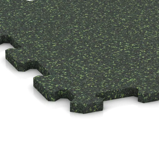 Detailaufnahme der Randausprägung von WARCO-Produkt 0961, Fitnessboden Kompakt, Format 485 x 485 x 16 mm | 0,235 m², Farbe Englischer Rasen.