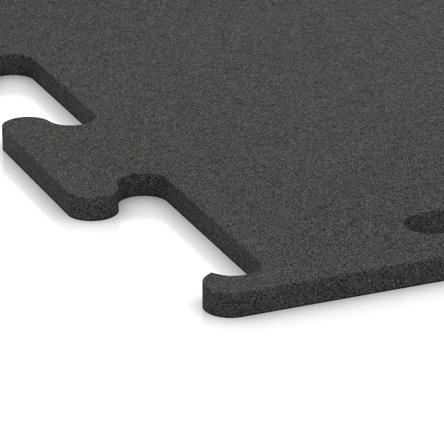 Detailaufnahme der Randausprägung von WARCO-Produkt 3747, Fitness Performance Elite Trainingsboden, Format 100 x 100 x 1,5 cm | 1,00 m², Farbe Anthrazit.