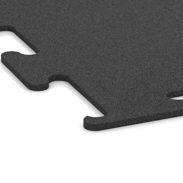 Detailaufnahme der Randausprägung von WARCO-Produkt 3749, Fitness Performance Elite Trainingsboden, Format 500 x 500 x 10 mm, Farbe Anthrazit.