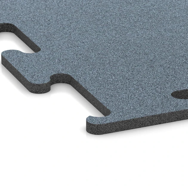 Detailaufnahme der Randausprägung von WARCO-Produkt 6166, Fitness Performance Elite Trainingsboden, Format 50 x 50 x 1,5 cm | 0,25 m², Farbe Altsilber.