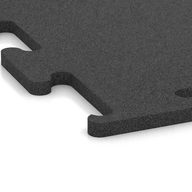 Detailaufnahme der Randausprägung von WARCO-Produkt 3751, Fitness Performance Elite Trainingsboden, Format 50 x 50 x 2 cm | 0,25 m², Farbe Anthrazit.