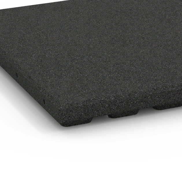 Detailaufnahme der Randausprägung von WARCO-Produkt 6131, Fallschutzplatte – 125 cm, Format 50 x 50 x 4 cm, Farbe Anthrazit.